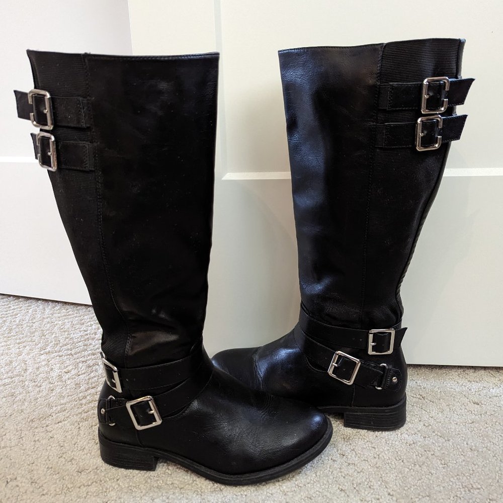 Torrid Black Buckle Knee Boots 9Wide